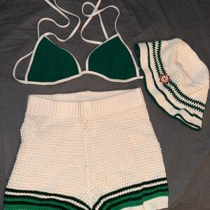 Casablanca bikini top, shorts and bucket hat